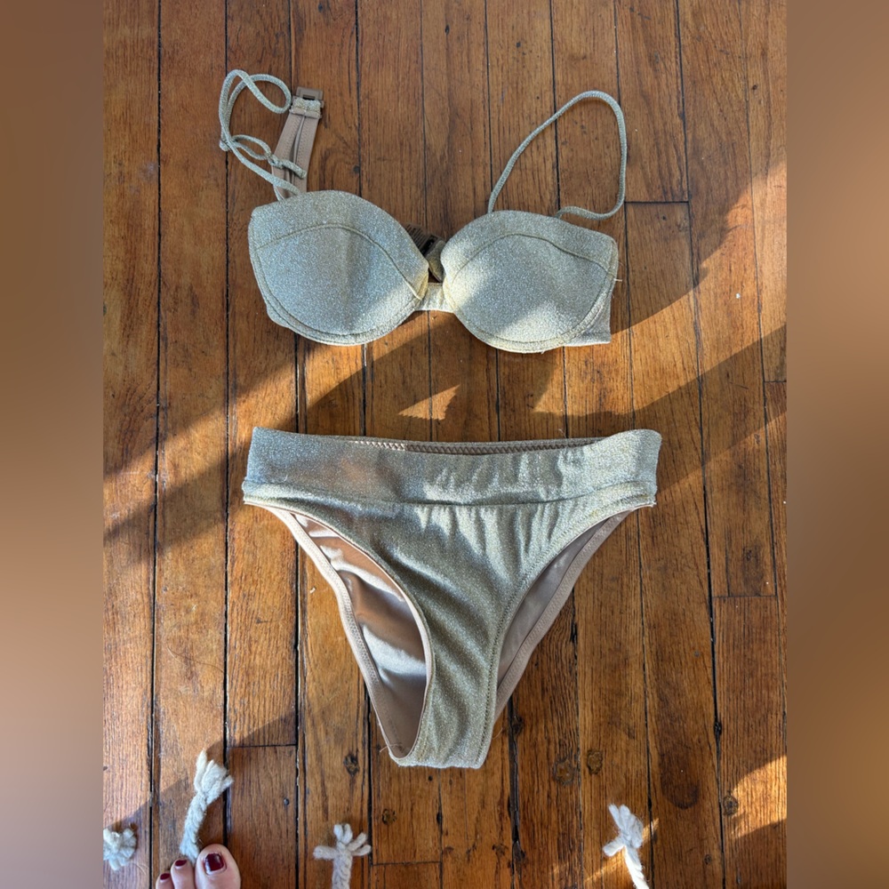 Triangl Gold Sparkly Bikini Set